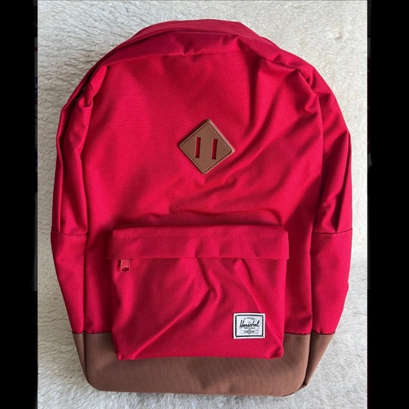 Herschel Heritage Backpack Red/Saddle Brown School Backpack Laptop Bag Travel - Picture 5 of 8